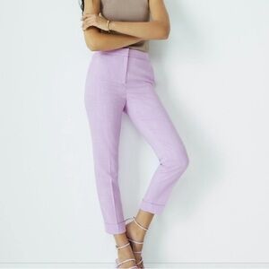 Ann Taylor Petites The High Rise Ankle Pant in Textured Lavender, 00